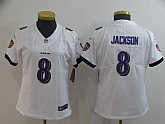 Women Nike Ravens 8 LaMar Jackson White Vapor Untouchable Limited Jersey,baseball caps,new era cap wholesale,wholesale hats